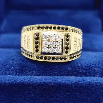 Золотое доминирующее мужское кольцо хип-хоп бриллиантовое мужское кольцо аксессуары No. 7