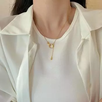 Золотое двойное кольцо с кисточкой, ожерелье, женская ниша, легкая роскошная цепочка на ключицу золотой