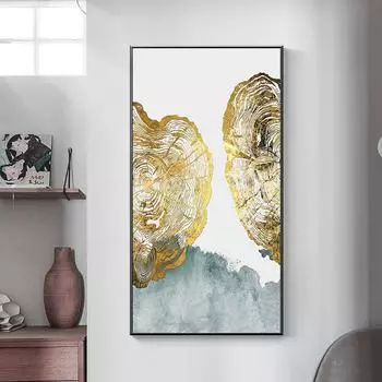 Золотое годовое кольцо, абстрактный постер, зеленая настенная художественная печать, скандинавская картина на холсте, современная роскошная декоративная картина HD, домашний декор 20cm40cm NoFrame
