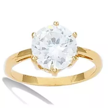 Золотое кольцо с пасьянсом из белого золота с покрытием - 10 мм