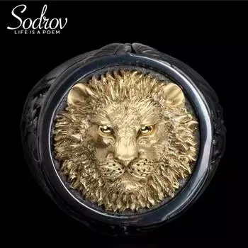 Золотое кольцо с властным львом 7