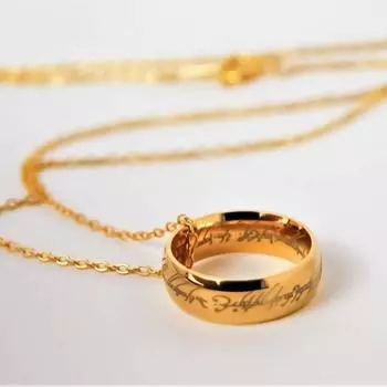 Золотое кольцо Саурона, ожерелье, панк-шарм, кольцо из нержавеющей стали, кулон-цепочка, ожерелье, популярные ювелирные изделия из фильмов, лучший подарок для пары 50cm