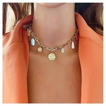 Золотое модное ювелирное изделие, винтажное мужское ожерелье из сплава, квадратное ожерелье с подвеской в виде аватара 21-50cm золотой