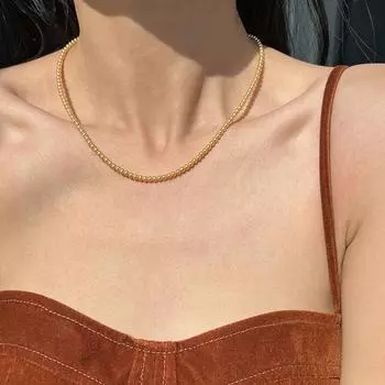 Золотое ожерелье из ракушек для женщин Niche Hundred с передовым чувством невыцветания Niche Keybone Chain Small Cladan Cold ожерелье Jewelry 4mm белый