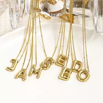 Золотое ожерелье с буквами-пузырями для женщин, ожерелье с подвеской в виде буквы-заглавия, изящные очаровательные ожерелья с буквами-заглавиями для женщин