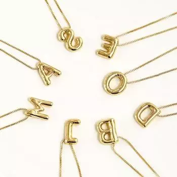 Золотое ожерелье с буквами-пузырями для женщин, многослойный кулон с инициалами, колье, индивидуальное имя, ювелирные изделия, подарки золотистый