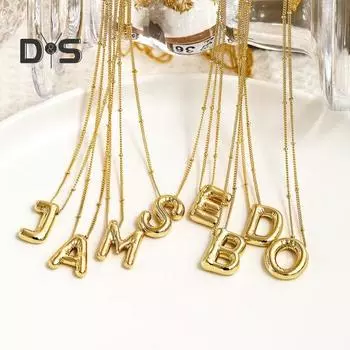 Золотое ожерелье с буквами-пузырями для женщин, многослойный кулон с инициалами, колье с индивидуальным именем, ювелирные изделия в подарок для подростков M золотистый