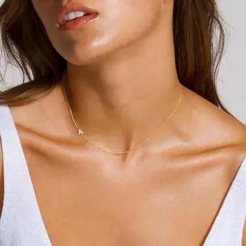 Золотое ожерелье с инициалами для женщин, крошечная боковая буква, цепочка, ожерелье, позолоченные украшения для девочек-подростков, подарки B золотистый