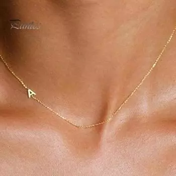 Золотое ожерелье с инициалами для женщин, крошечная боковая буква, цепочка, ожерелье, позолоченные украшения для девочек-подростков, подарки A золотистый