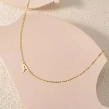 Золотое ожерелье с инициалами для женщин, крошечная боковая буква, цепочка, позолоченное B золотистый