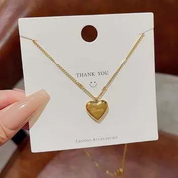 Золотое ожерелье с титановым покрытием Love Colorfast, женское, с холодным ветром, темпераментом, подвеской на ключицу, простая нишевая бижутерия Joker. золотой