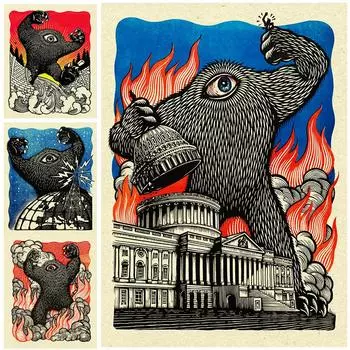 Золотое сердце, одноглазый гигант, винтажная настенная живопись маслом, страшный монстр, художественный постер 21cm30cm NoFrame