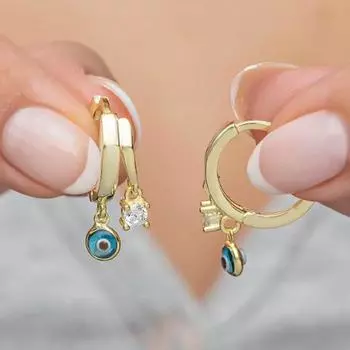 Золотое серебряное кольцо 10 мм Серьги сглаза