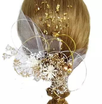 Золотое украшение для волос Церемония совершеннолетия Свадебная церемония Выпускной Цветной головной убор Фурисодэ Хакама Кимоно Свадебное платье Сплошной белый Свадебная прическа белый