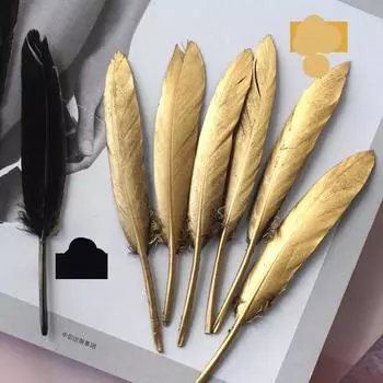 Золотое украшение из перьев, поделки ручной работы, реквизит для стрельбы, распыленный золотой прямой нож, материалы для украшения 10pcs