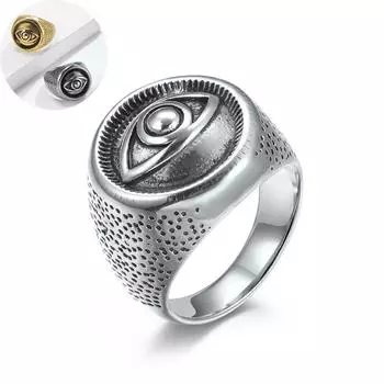 Золотое винтажное мужское кольцо «Глаз дьявола» из нержавеющей стали, ювелирные изделия в стиле хип-хоп для мужчин, аксессуары в стиле панк, подарок 8# золотой