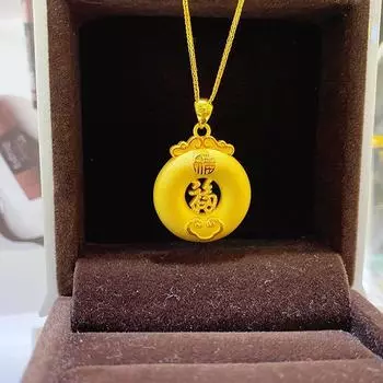 Золотого цвета Безопасное благословение Очарование Очарование Ожерелье 999 Полный Шарм Замок Костяное Ожерелье 40CM