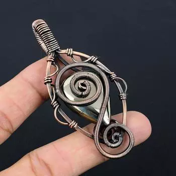 Золотой апачский пирит, драгоценный камень, чистая медная проволока, обернутая подвеской ручной работы, ювелирные изделия 3.15 Inches золотистый