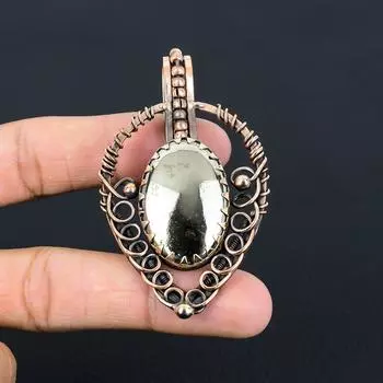 Золотой апачский пирит, драгоценный камень, подвеска ручной работы из чистой медной проволоки, обернутая ювелирными изделиями 2.87 inches золотистый