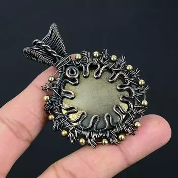 Золотой апасе пирит драгоценный камень ручной работы из чистой медной проволоки подвеска для ювелирных изделий для любви 2.64 Inches золотистый