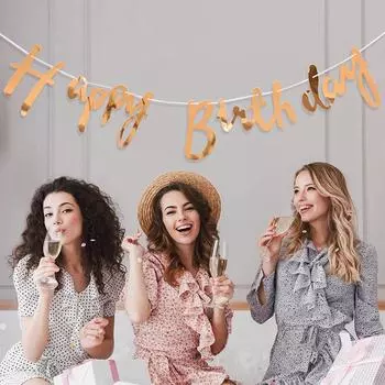 Золотой баннер «С днем рождения» из коровьей кожи, бронзовый алфавит, флаг, гирлянда, украшение на день рождения, вымпелы, украшение на детскую вечеринку