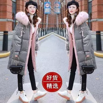 Золотой бархат утолщенный студенческий пуховик хлопковая одежда 2024 новая женская одежда средняя и длинная хлопковая подкладка одежда корейская версия большой размер свободный M [recommended 90-52.5 kg]