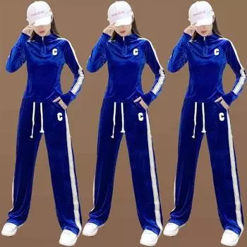 Золотой бархатный костюм для квадратных танцев, новая весенне-осенняя командная гимнастическая одежда для тренировок и танцев M чёрный