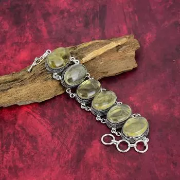 Золотой браслет из рутила, ювелирные изделия ручной работы, браслет из стерлингового серебра 925 пробы, дизайнерские ювелирные изделия из драгоценных камней, регулируемый браслет-цепочка, подарок для мамы Adjustable with 8 inches жёлтый