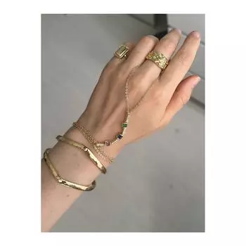 Золотой браслет с зажимом и родиевым покрытием