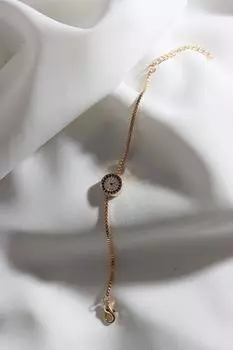 Золотой браслет сглаза с цирконом