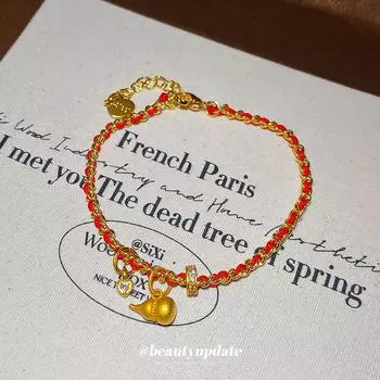 Золотой браслет-тыква с гальваническим покрытием из циркония - женские модные украшения в стиле ретро красного цвета real gold plating красный