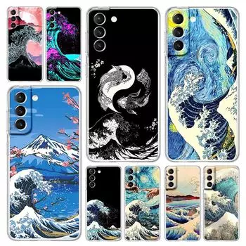 Золотой чехол Great Wave Kanagawa Surf для телефона Samsung Galaxy S22 S21 S20 FE Ultra 5G S10 S10E S9 S8 Plus Note 10 20 прозрачный чехол Samsung S10e