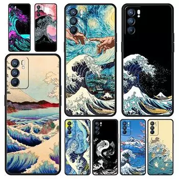 Золотой чехол Great Wave Kanagawa Surf для телефона Oppo A54 A53 A52 A9 2020 A15 A95 A16 A76 A74 A12 Find X5 Reno6 Pro Plus 5G Cover Reno6 Pro 5G