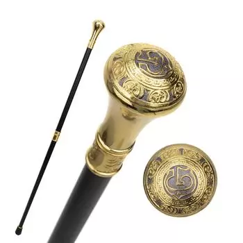 Золотой, черный, роскошный G, средневековое искусство, масонство, масоны, трость, модная трость, ручка-трость, 93 см жёлтый
