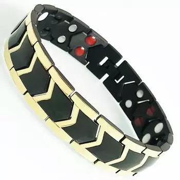 Черный золотой цвет нержавеющая сталь металлическая цепочка на руку мужской браслет и браслет 4 в 1 био магнитный браслет мужские ювелирные изделия 18CM чёрный