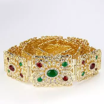 Золотой цвет квадратный кристаллический пояс для женщин цветок свадебные украшения цепочка для тела пояс халата белый