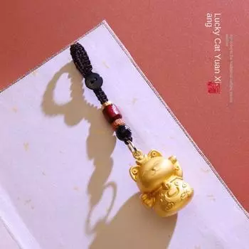 Золотой цвет Maneki Neko брелок цинковый сплав цинковый сплав сумка-кошка кулон милый брелок для ключей мужской Style A