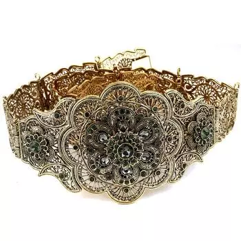 Золотой цвет пояса цветок цепочка на талию для женщин круглый кристалл этнические свадебные украшения свадебный подарок золотой