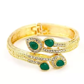 Золотой цвет сердце браслет браслет для женщин горный хрусталь свадебные украшения подарок зелёный