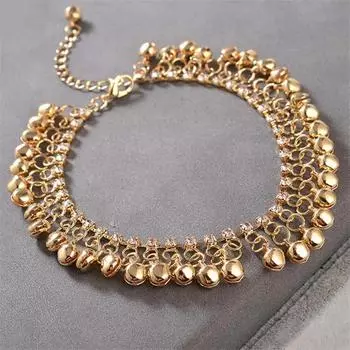 Золотой цвет серебряный цвет этнические кисточки колокольчики браслеты для женщин девушки пляжный браслет для ног браслет индийские ювелирные изделия аксессуары 23cm