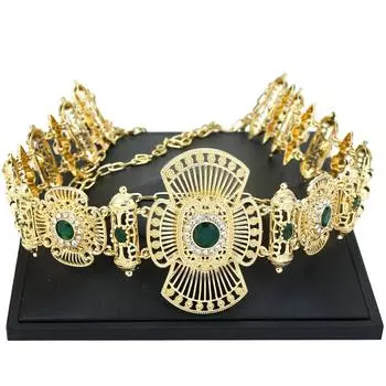 Золотой цвет шикарный пояс-цепочка для тела невесты ювелирные изделия для женщин поясная цепочка металлический ремень регулируемая длина красный