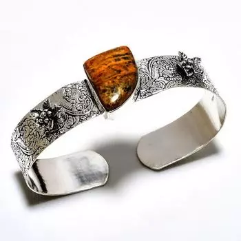 Золотой драгоценный камень Питерсит 925 посеребренный браслет-манжета ручной работы для ювелирных изделий