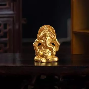 Золотой Господь Ганеша Статуя Будды Скульптуры Бога Слона Фигурки Ганеши Искусственная смола Домашний Сад Украшения Статуэтки Будды