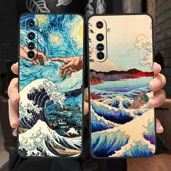 Золотой Great Wave Kanagawa Surf для Realme GT Neo 2 3 Чехол Realme 9 8 5G 7 6 GT2 Pro Plus 9i 8i C21Y C21 C3 C11 C25 C35 Чехол Realme 6