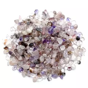 [ЗОЛОТОЙ КАМЕНЬ] Супер Семь Галька 100г Маленький Кварц с Другими Включениями Очищающие Товары Детали для Ногтей Натуральный Камень Камень Силы