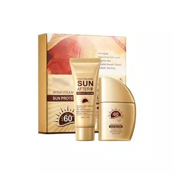 Золотой коллагеновый солнцезащитный крем Подарок для женщин Подарок для мам Солнцезащитный крем и крем SPF60+ для отдыха Увлажнение кожи Море One Size золотой