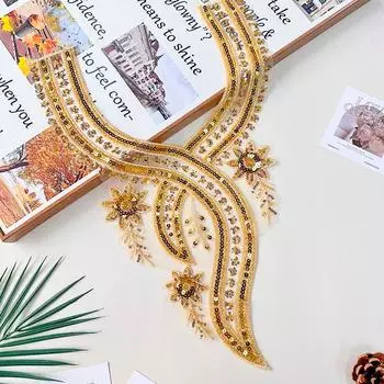 Золотой костюм для выступлений, вышитый бисером, яркий цвет, трехмерное свадебное платье, аксессуары, многослойный, блестящий