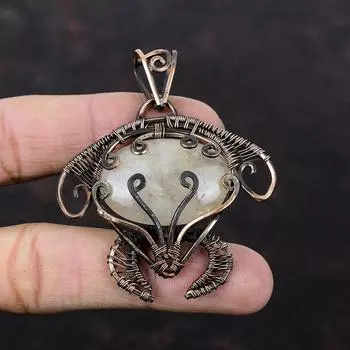 Золотой кулон с рутилом, кулон из медной проволоки, кулон ручной работы, черепаха, медные украшения, подвеска в стиле хиппи в стиле бохо, ювелирные изделия из драгоценных камней, подарок для нее