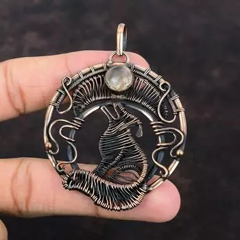 Золотой кулон с рутилом, кулон в медной проволоке, золотые ювелирные изделия с рутилом, драгоценные камни, кулон для собаки ручной работы, чудесные медные украшения, подарок для него