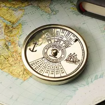 Золотой латунный календарь-компас